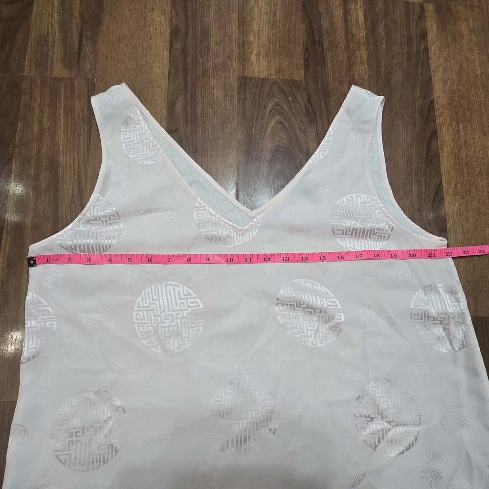 Soma Intimates Pink Pajama Set Sleeveless Jacquard Medallion Wide Leg Pants Silk - Picture 5 of 12